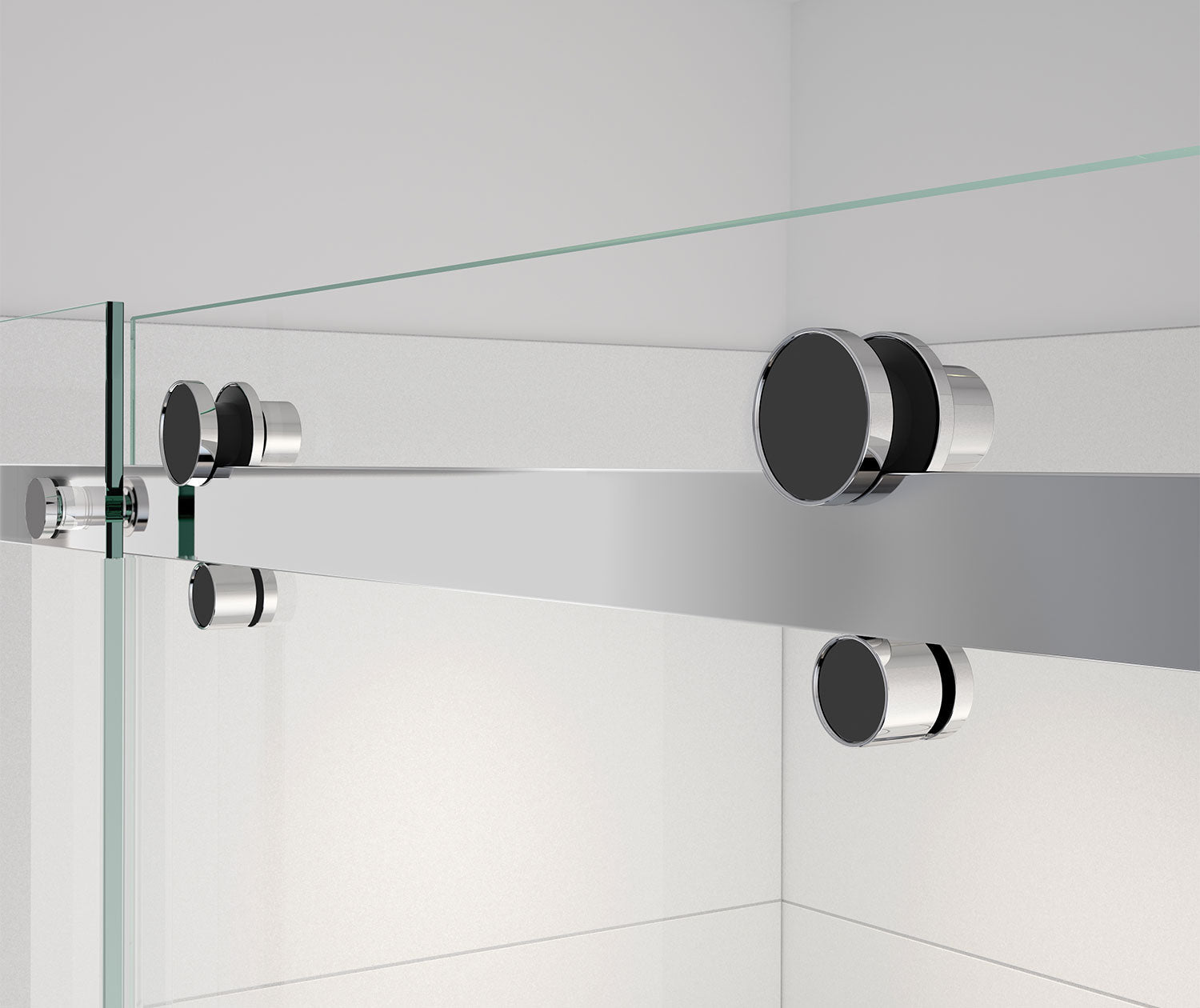 Vela 56 ½-59 x 78 ¾ in. 8mm Sliding Shower Door for Alcove Installation with Clear glass in Chrome and Matte Black - Plumbing Market