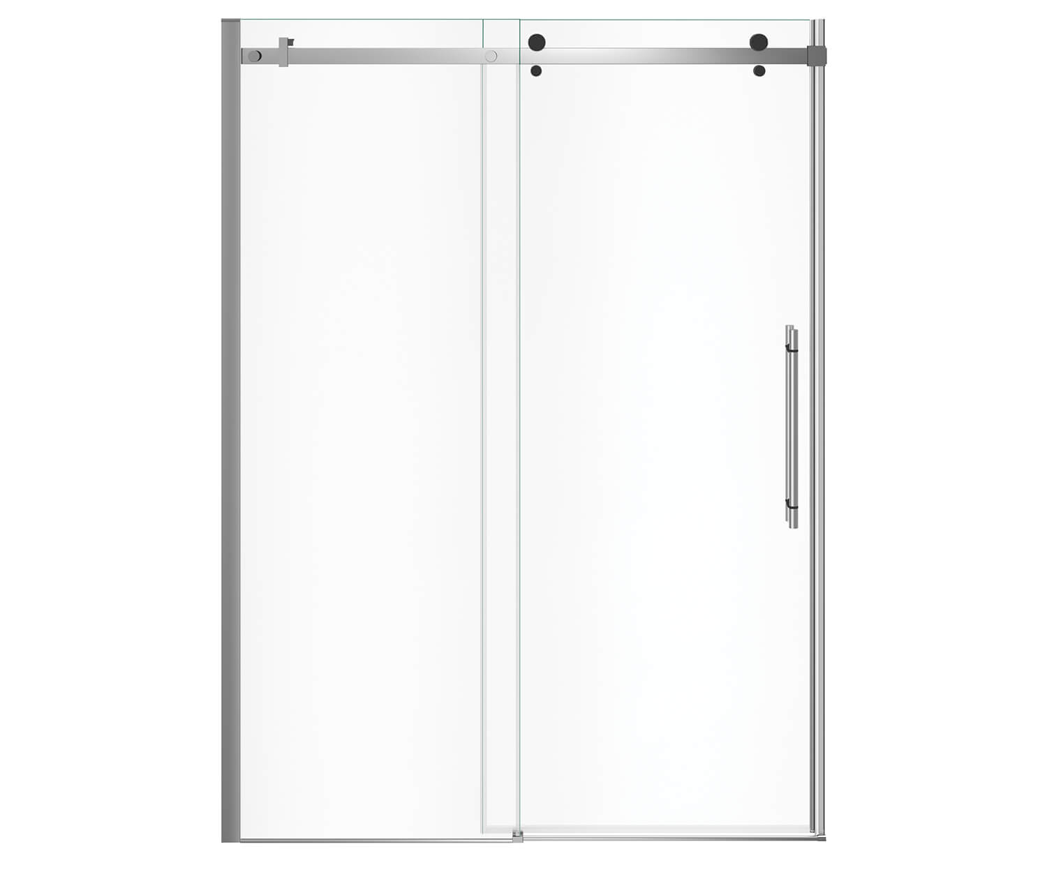 Vela 56 ½-59 x 78 ¾ in. 8mm Sliding Shower Door for Alcove Installation with Clear glass in Chrome and Matte Black - Plumbing Market
