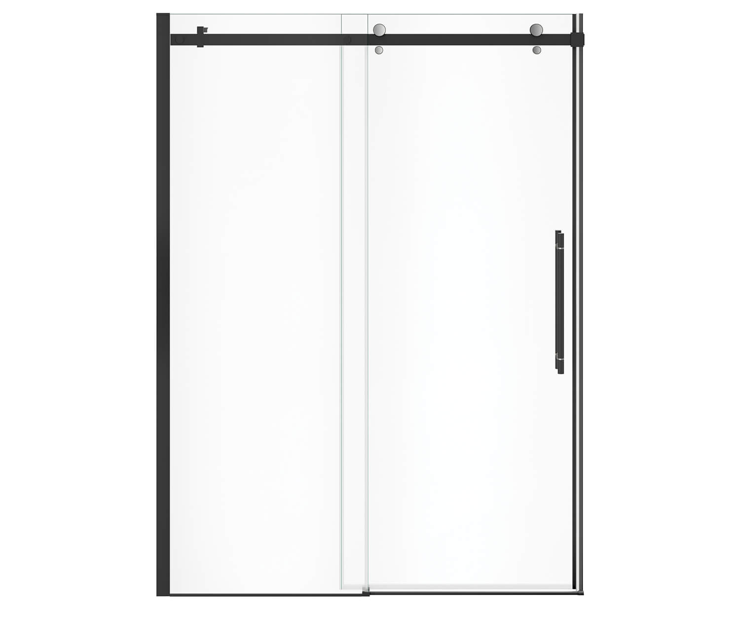 Vela 56 ½-59 x 78 ¾ in. 8mm Sliding Shower Door for Alcove Installation with Clear glass in Matte Black and Chrome - Plumbing Market