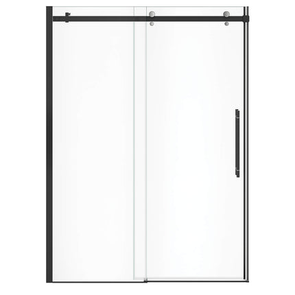 Vela 56 ½-59 x 78 ¾ in. 8mm Sliding Shower Door for Alcove Installation with Clear glass in Matte Black and Chrome - Plumbing Market