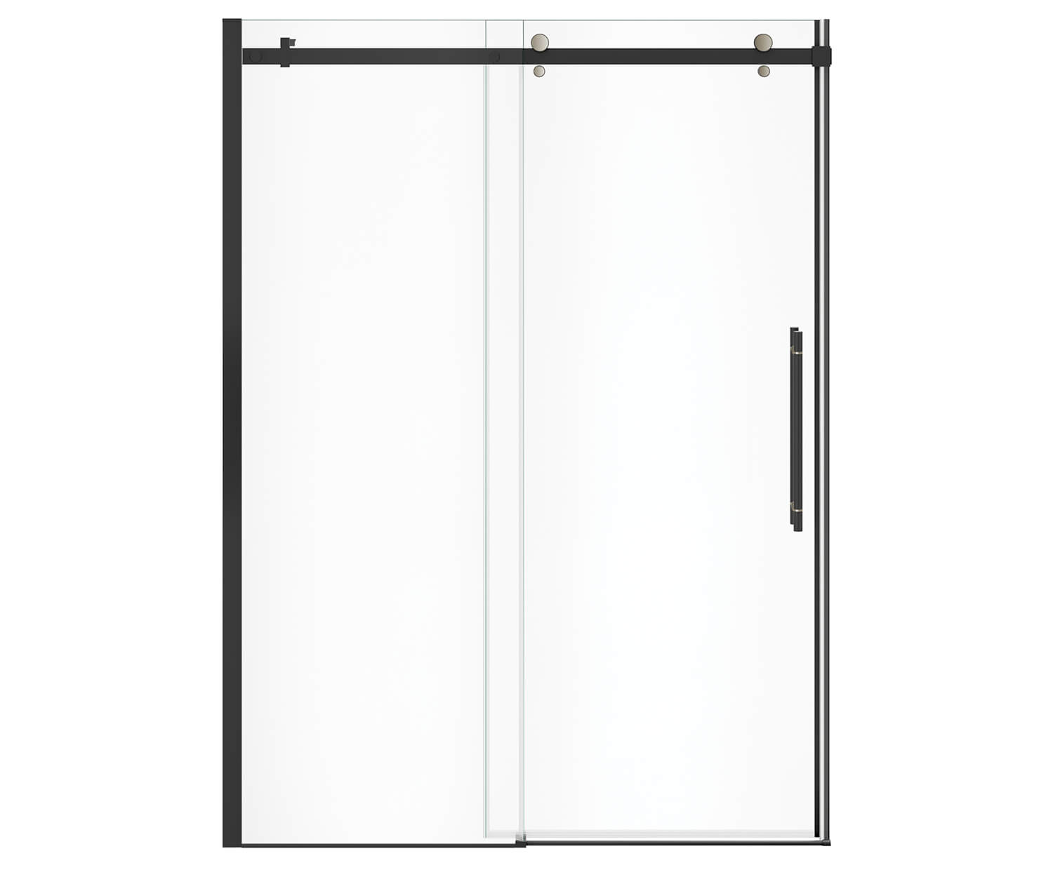 Vela 56 ½-59 x 78 ¾ in. 8mm Sliding Shower Door for Alcove Installation with Clear glass in Matte Black and Brushed Nickel - Plumbing Market
