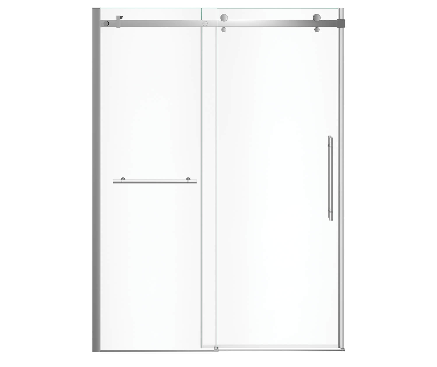 Vela 56 ½-59 x 78 ¾ in. 8mm Sliding Shower Door with Towel Bar for Alcove Installation with Clear glass in Chrome - Plumbing Market