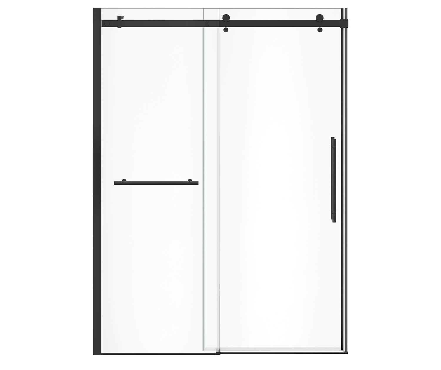Vela 56 ½-59 x 78 ¾ in. 8mm Sliding Shower Door with Towel Bar for Alcove Installation with Clear glass in Matte Black - Plumbing Market