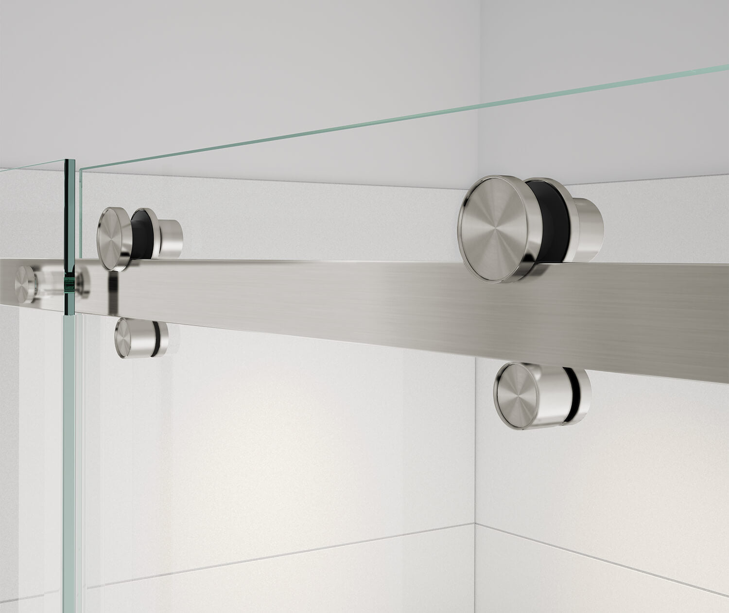 Vela 56 ½-59 x 59 in. 8 mm Sliding Tub Door for Alcove Installation with Clear glass in Brushed Nickel - Plumbing Market