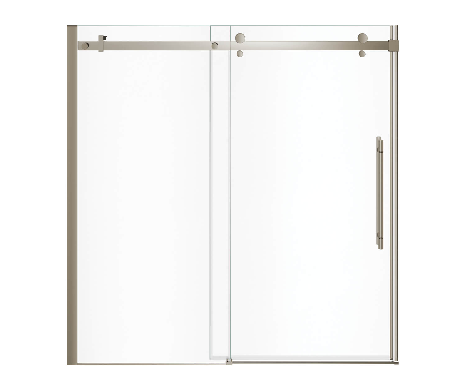 Vela 56 ½-59 x 59 in. 8 mm Sliding Tub Door for Alcove Installation with Clear glass in Brushed Nickel - Plumbing Market