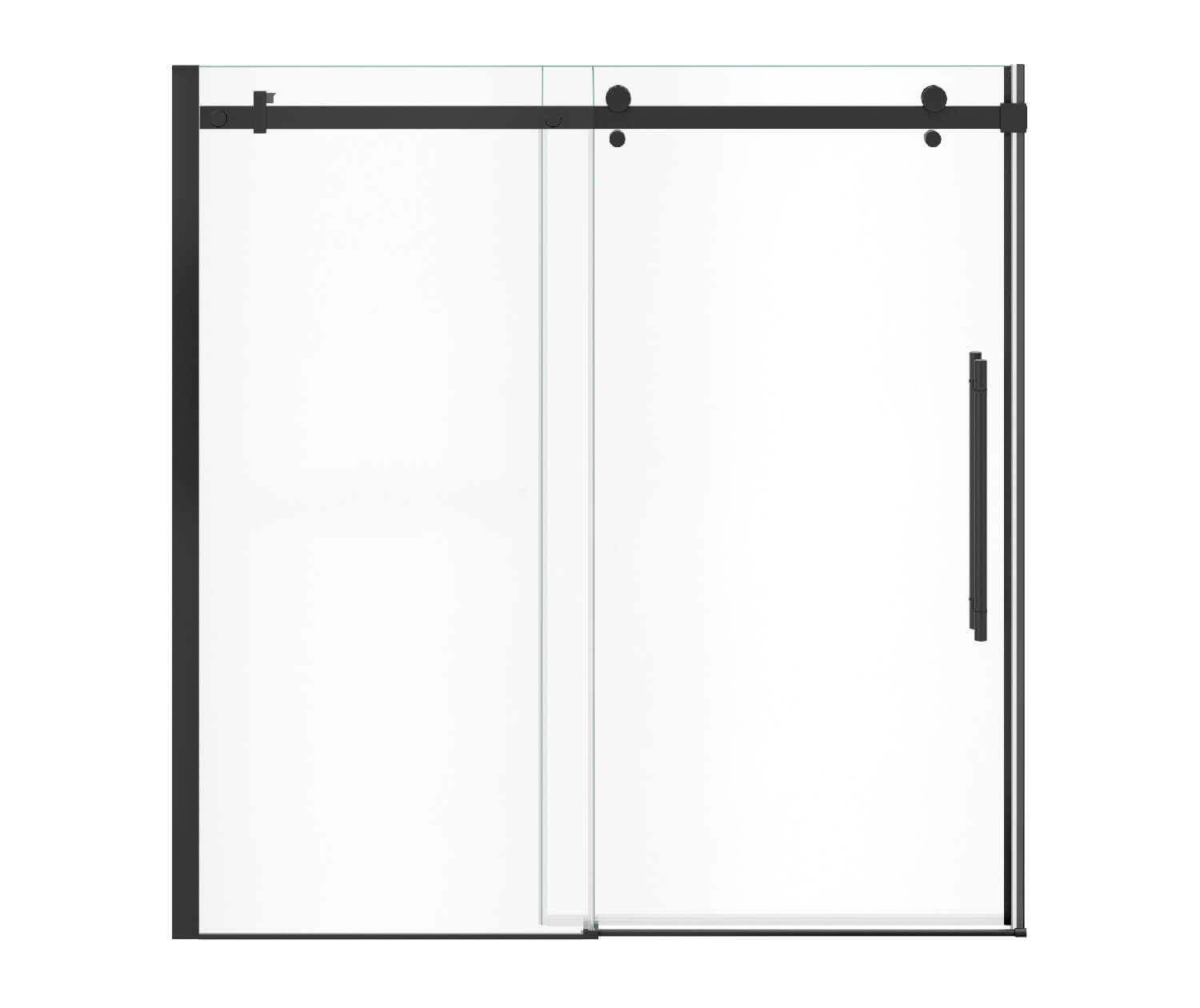 Vela 56 ½-59 x 59 in. 8 mm Sliding Tub Door for Alcove Installation with Clear glass in Matte Black - Plumbing Market