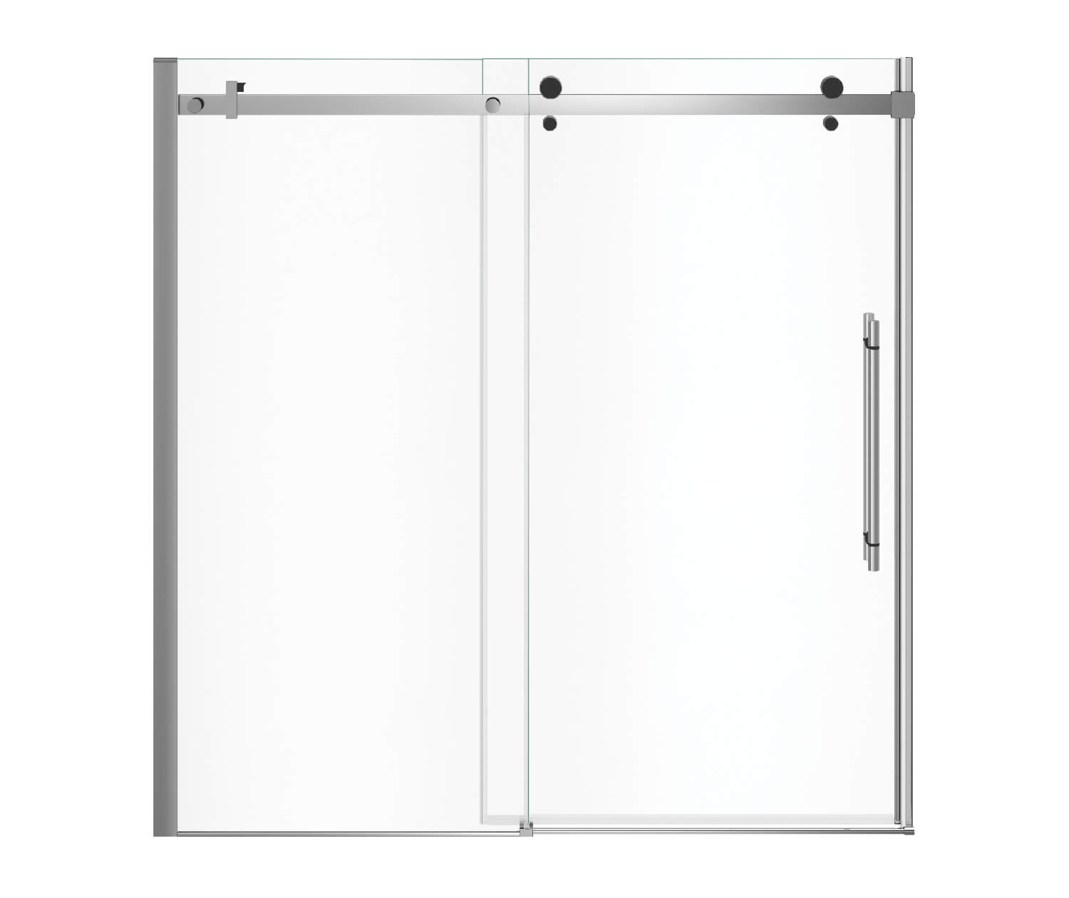 Vela 56 ½-59 x 59 in. 8 mm Sliding Tub Door for Alcove Installation with Clear glass in Chrome and Matte Black - Plumbing Market