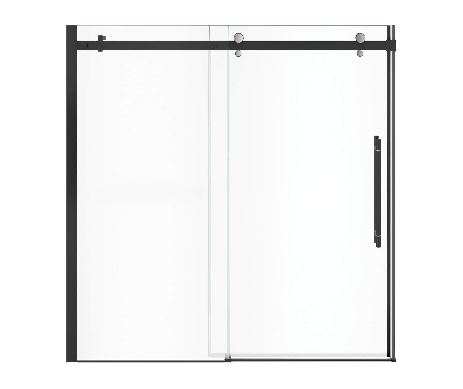 Vela 56 ½-59 x 59 in. 8 mm Sliding Tub Door for Alcove Installation with Clear glass in Matte Black and Chrome - Plumbing Market