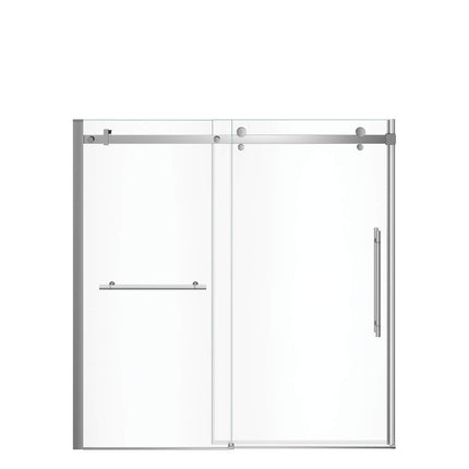 Vela 56 ½-59 x 59 in. 8 mm Sliding Tub Door with Towel Bar for Alcove Installation with Clear glass in Chrome - Plumbing Market