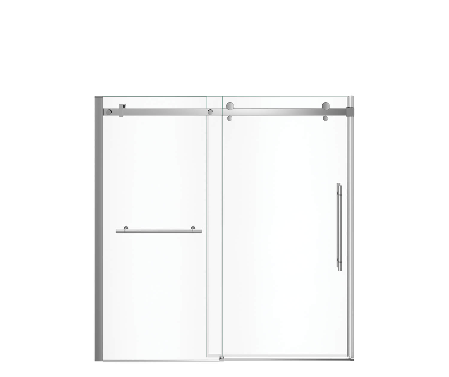 Vela 56 ½-59 x 59 in. 8 mm Sliding Tub Door with Towel Bar for Alcove Installation with Clear glass in Chrome - Plumbing Market