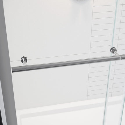 Vela 56 ½-59 x 59 in. 8 mm Sliding Tub Door with Towel Bar for Alcove Installation with Clear glass in Chrome - Plumbing Market