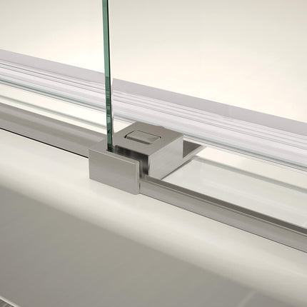 Vela 56 ½-59 x 59 in. 8 mm Sliding Tub Door with Towel Bar for Alcove Installation with Clear glass in Brushed Nickel - Plumbing Market