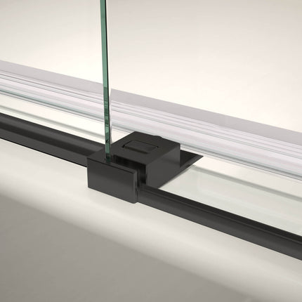 Vela 56 ½-59 x 59 in. 8 mm Sliding Tub Door with Towel Bar for Alcove Installation with Clear glass in Matte Black and Brushed Gold - Plumbing Market