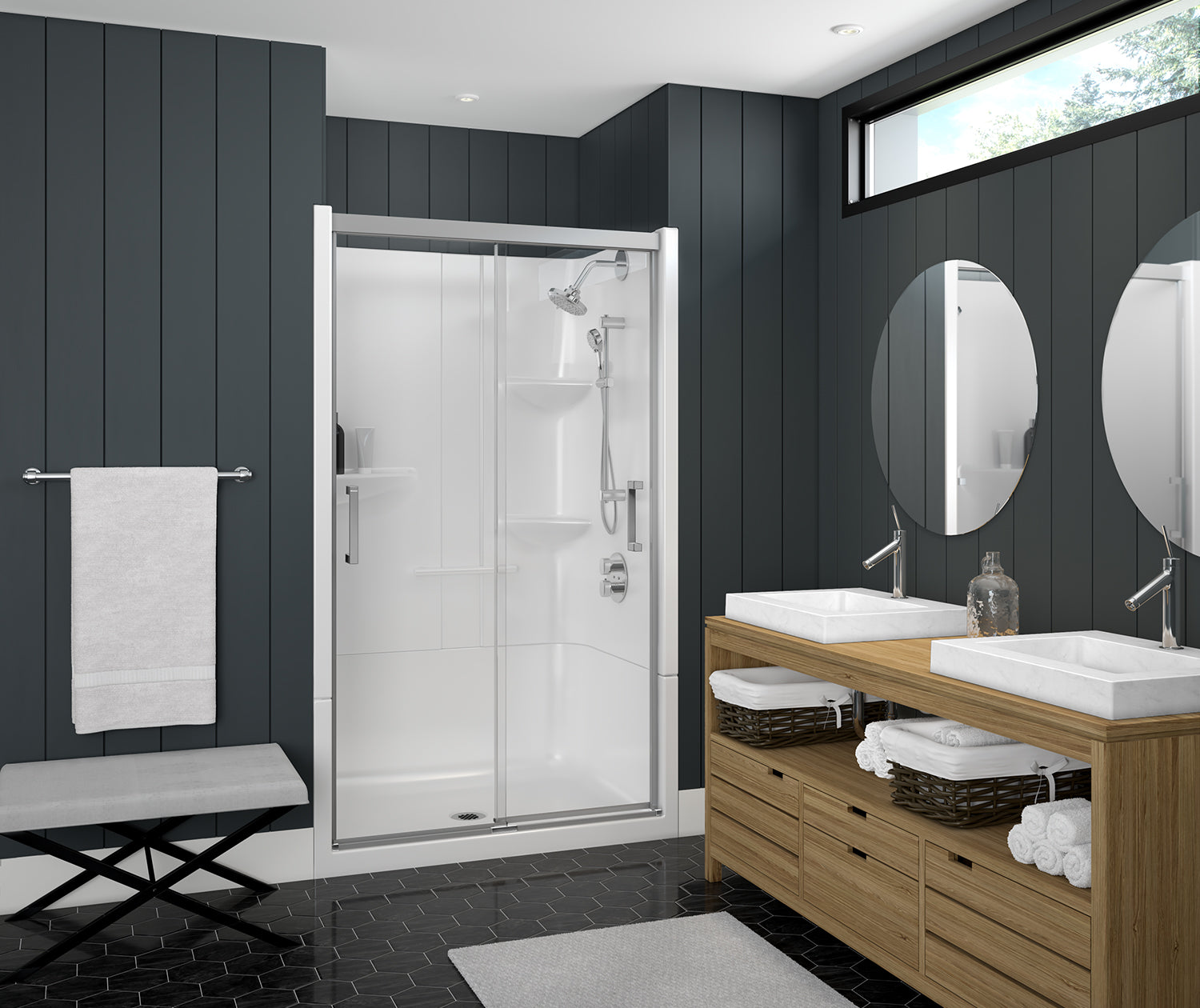 Incognito 74 39-42 x 74 in. 8mm Bypass Shower Door for Alcove Installation with Clear glass in Chrome - Plumbing Market