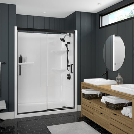 Incognito 74 51-54 x 74 in. 8mm Bypass Shower Door for Alcove Installation with Clear glass in Matte Black - Plumbing Market