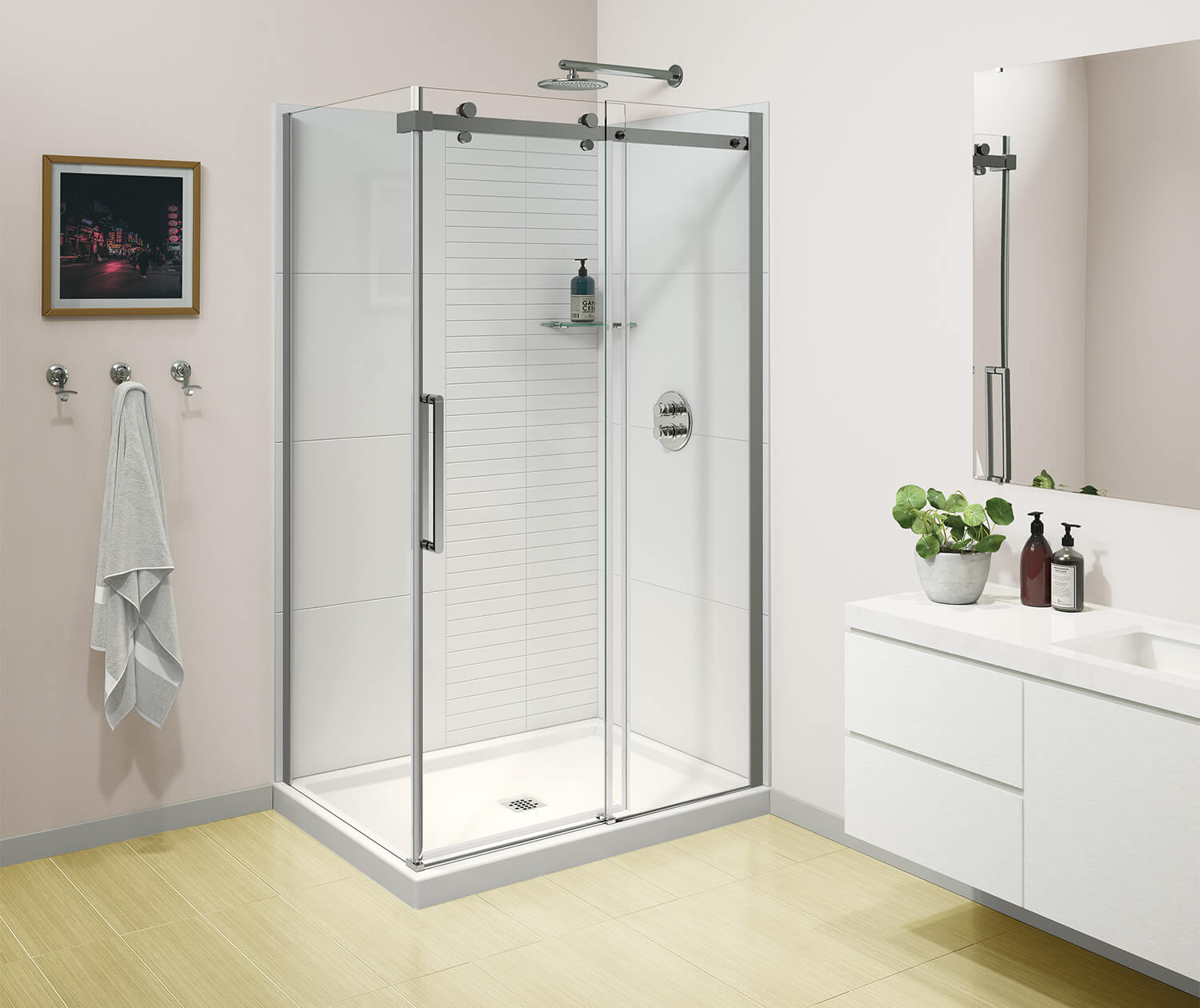 Halo Pro GS 44 ½-47 x 78 ¾ in. 8mm Sliding Shower Door for Alcove Installation with GlassShield® glass in Chrome - Plumbing Market