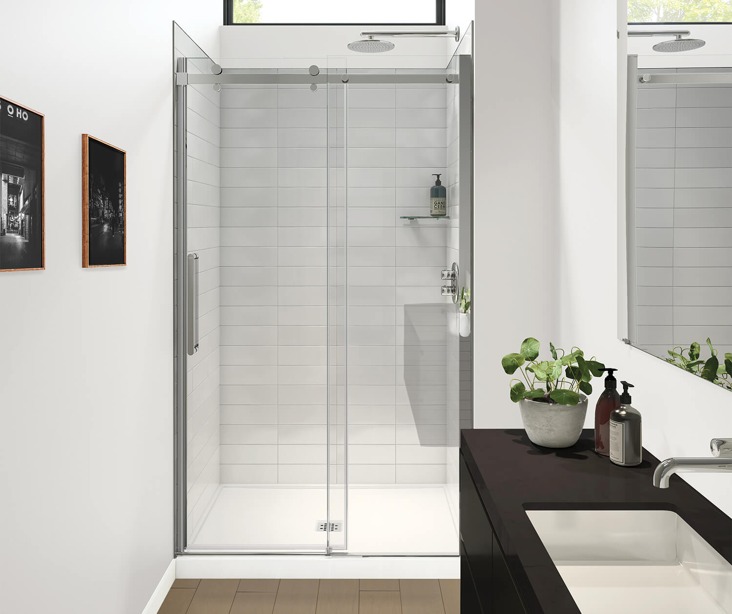 Halo Pro GS 44 ½-47 x 78 ¾ in. 8mm Sliding Shower Door for Alcove Installation with GlassShield® glass in Chrome - Plumbing Market