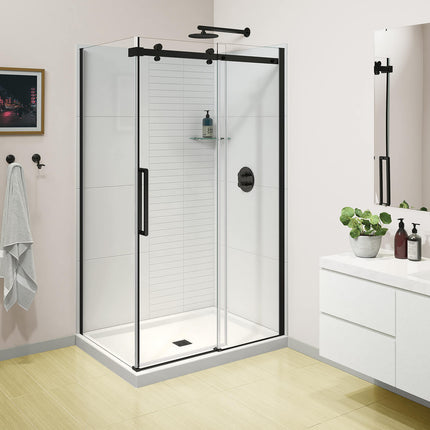 Halo Pro GS 44 ½-47 x 78 ¾ in. 8mm Sliding Shower Door for Alcove Installation with GlassShield® glass in Matte Black - Plumbing Market
