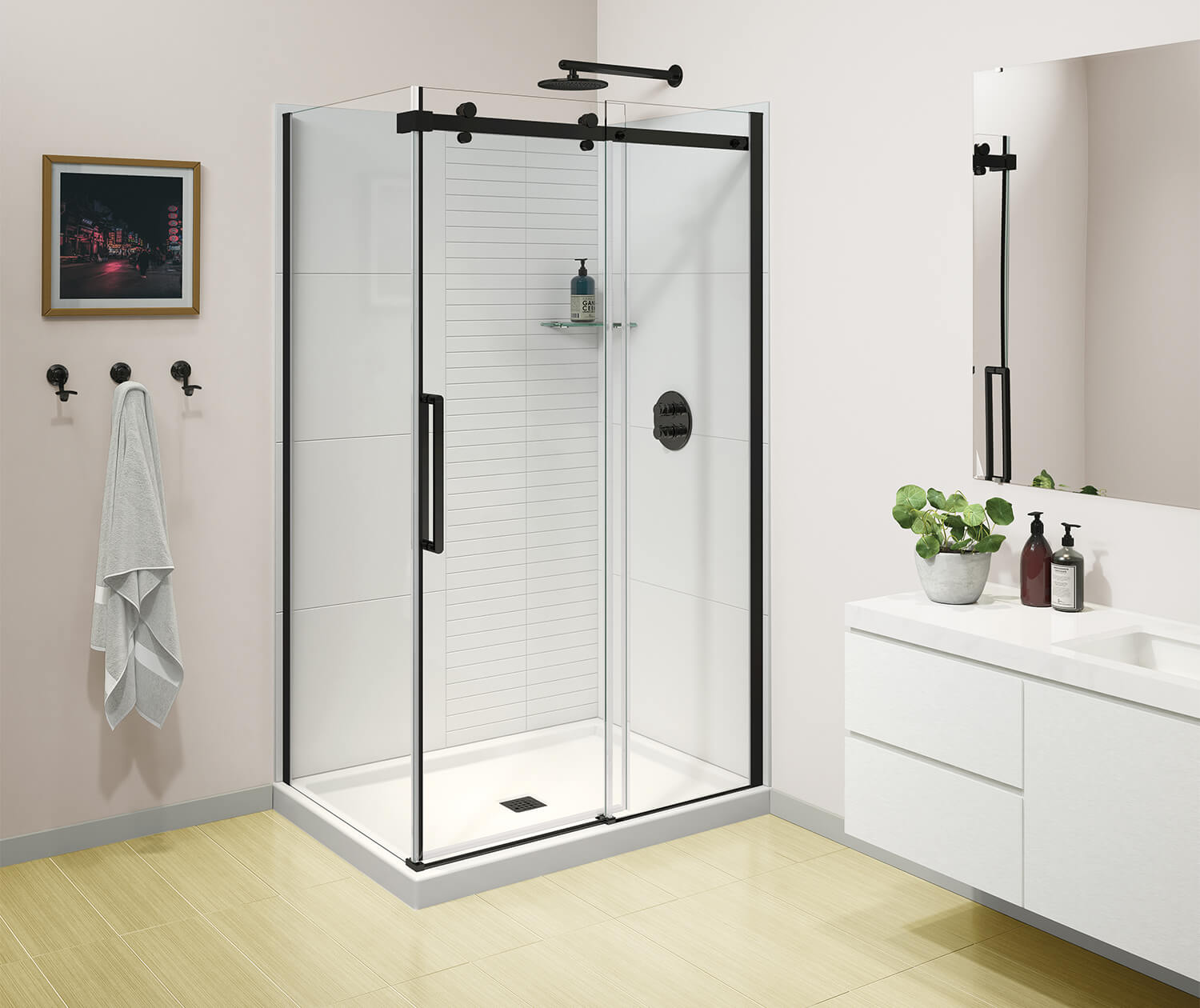 Halo Pro GS 44 ½-47 x 78 ¾ in. 8mm Sliding Shower Door for Alcove Installation with GlassShield® glass in Matte Black - Plumbing Market