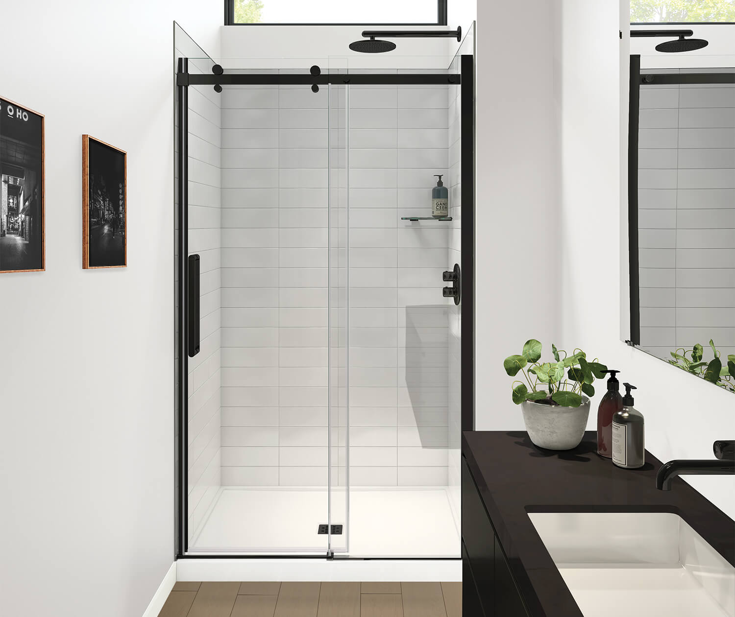 Halo Pro GS 44 ½-47 x 78 ¾ in. 8mm Sliding Shower Door for Alcove Installation with GlassShield® glass in Matte Black - Plumbing Market
