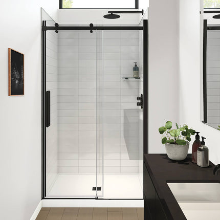 Halo Pro GS 44 ½-47 x 78 ¾ in. 8mm Sliding Shower Door for Alcove Installation with GlassShield® glass in Matte Black - Plumbing Market