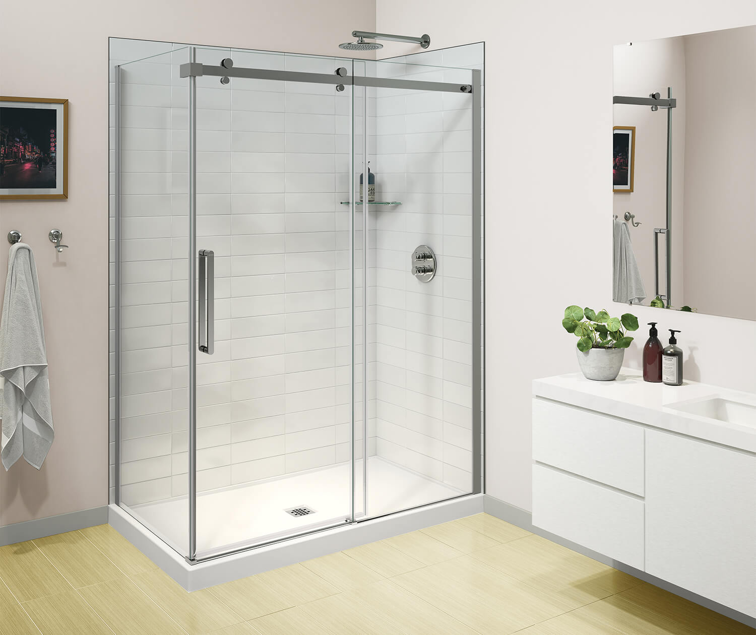 Halo Pro GS 56 ½-59 x 78 ¾ in. 8mm Sliding Shower Door for Alcove Installation with GlassShield® glass in Chrome - Plumbing Market