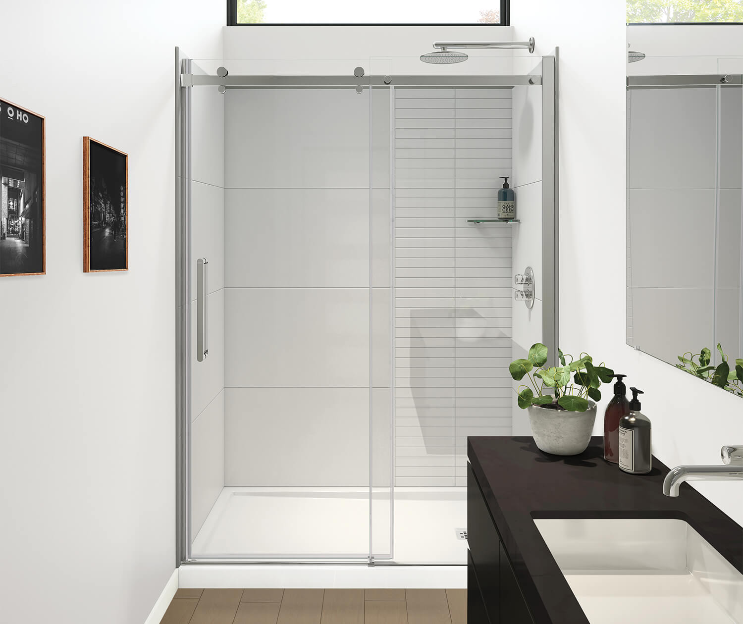 Halo Pro GS 56 ½-59 x 78 ¾ in. 8mm Sliding Shower Door for Alcove Installation with GlassShield® glass in Chrome - Plumbing Market