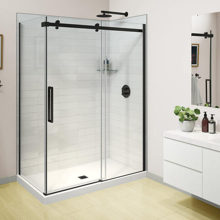 Halo Pro GS 56 ½-59 x 78 ¾ in. 8mm Sliding Shower Door for Alcove Installation with GlassShield® glass in Matte Black - Plumbing Market