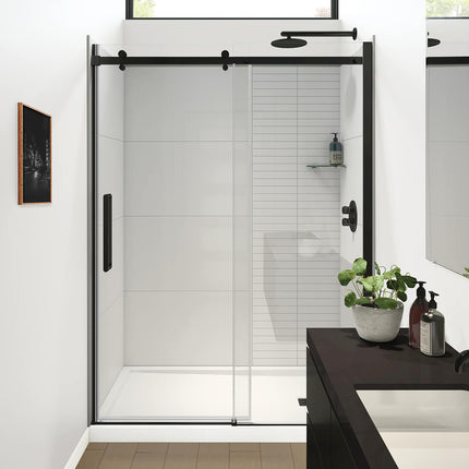 Halo Pro GS 56 ½-59 x 78 ¾ in. 8mm Sliding Shower Door for Alcove Installation with GlassShield® glass in Matte Black - Plumbing Market