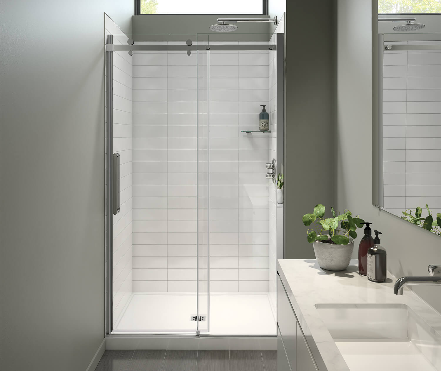 Halo Pro 44 ½-47 x 78 ¾ in. 8mm Sliding Shower Door for Alcove Installation with Clear glass in Chrome - Plumbing Market