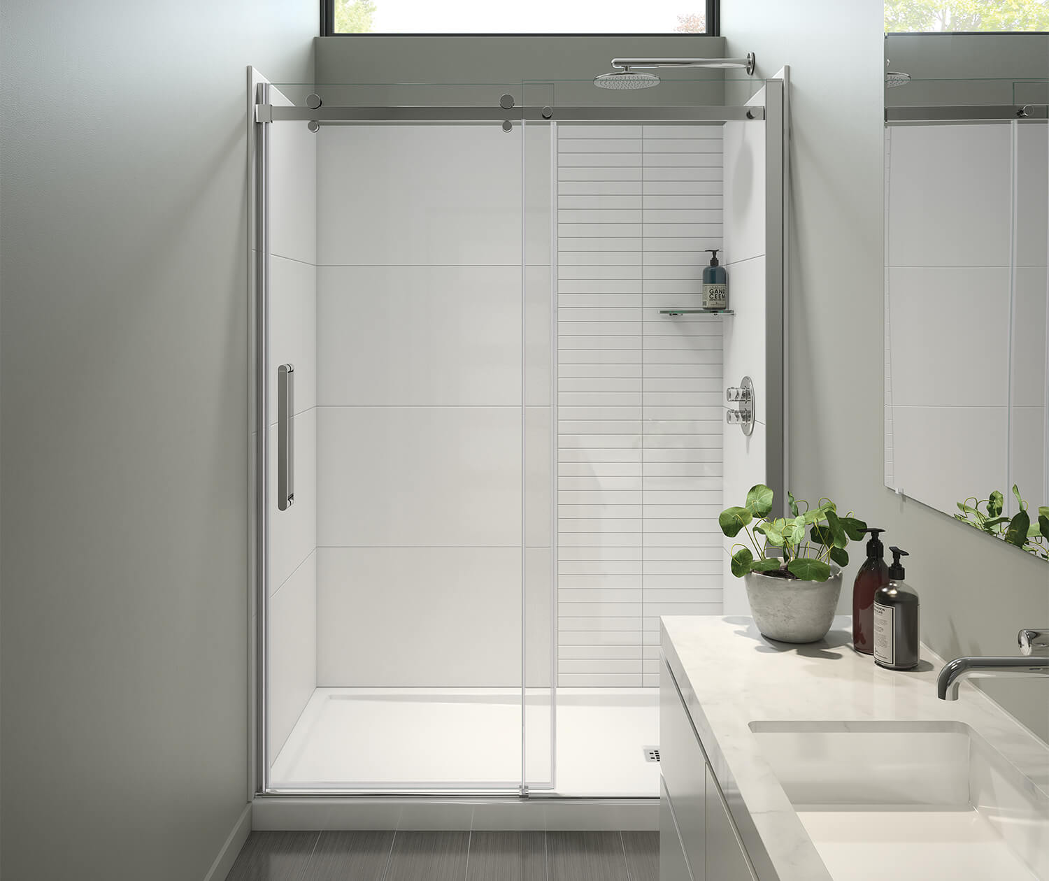 Halo Pro 56 ½-59 x 78 ¾ in. 8mm Sliding Shower Door for Alcove Installation with Clear glass in Chrome - Plumbing Market