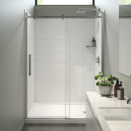 Halo Pro 56 ½-59 x 78 ¾ in. 8mm Sliding Shower Door for Alcove Installation with Clear glass in Chrome - Plumbing Market