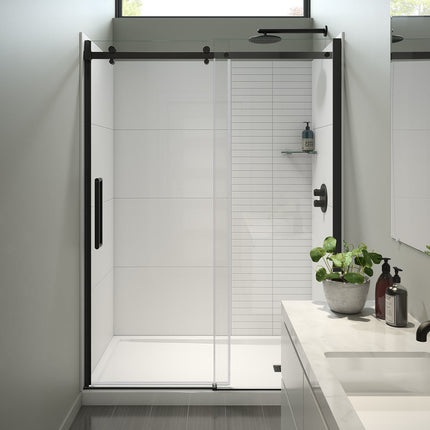 Halo Pro 56 ½-59 x 78 ¾ in. 8mm Sliding Shower Door for Alcove Installation with Clear glass in Matte Black - Plumbing Market