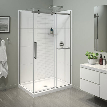 Halo Pro 44 ½-47 x 78 ¾ in. 8 mm Sliding Shower Door with Towel Bar for Alcove Installation with Clear glass in Chrome - Plumbing Market