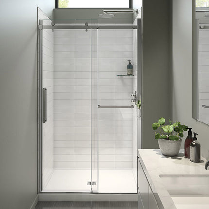 Halo Pro 44 ½-47 x 78 ¾ in. 8 mm Sliding Shower Door with Towel Bar for Alcove Installation with Clear glass in Chrome - Plumbing Market