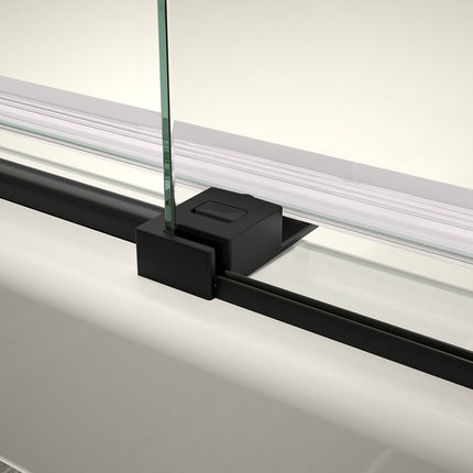 Halo Pro 44 ½-47 x 78 ¾ in. 8 mm Sliding Shower Door with Towel Bar for Alcove Installation with Clear glass in Matte Black - Plumbing Market