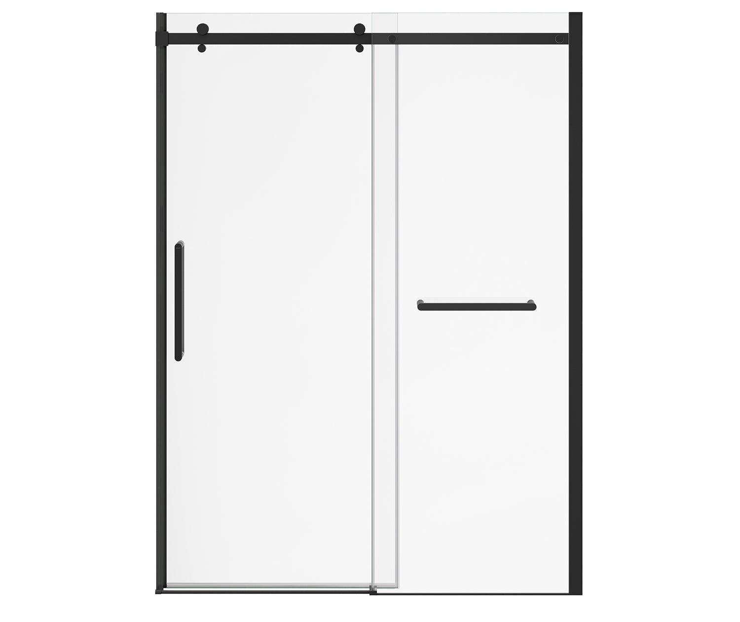 Halo Pro 56 ½-59 x 78 ¾ in. 8 mm Sliding Shower Door with Towel Bar for Alcove Installation with Clear glass in Matte Black - Plumbing Market