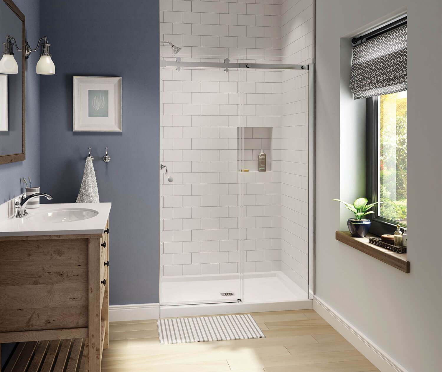 Luminescence 44 ½-47 x 70 ½-72 in. 6 mm Sliding Shower Door for Alcove Installation with Clear glass in Chrome - Plumbing Market