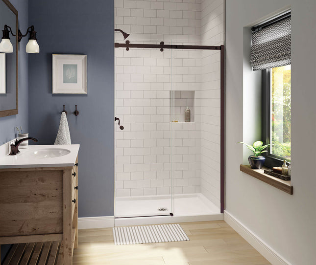 Luminescence 44 ½-47 x 70 ½-72 in. 6 mm Sliding Shower Door for Alcove Installation with Clear glass in Dark Bronze - Plumbing Market