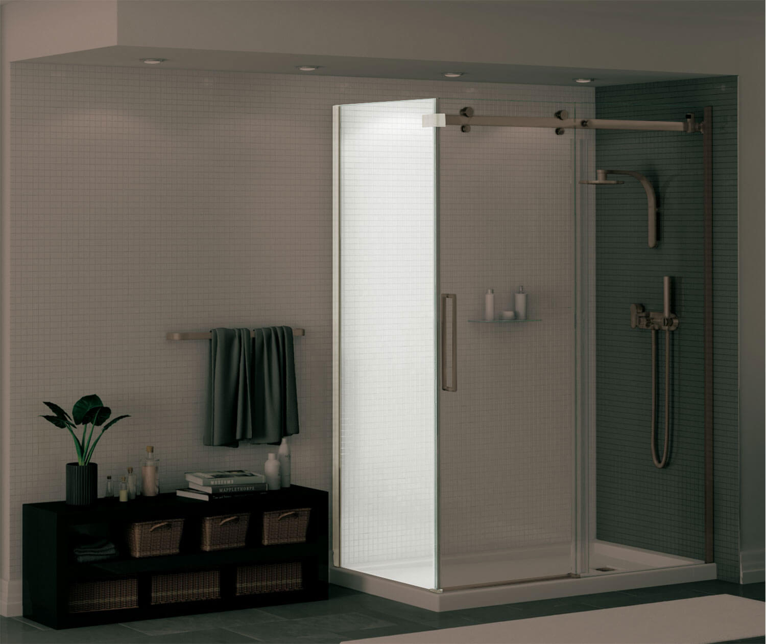 Halo Return Panel for 32 in. Base with Clear glass in Brushed Nickel - Plumbing Market