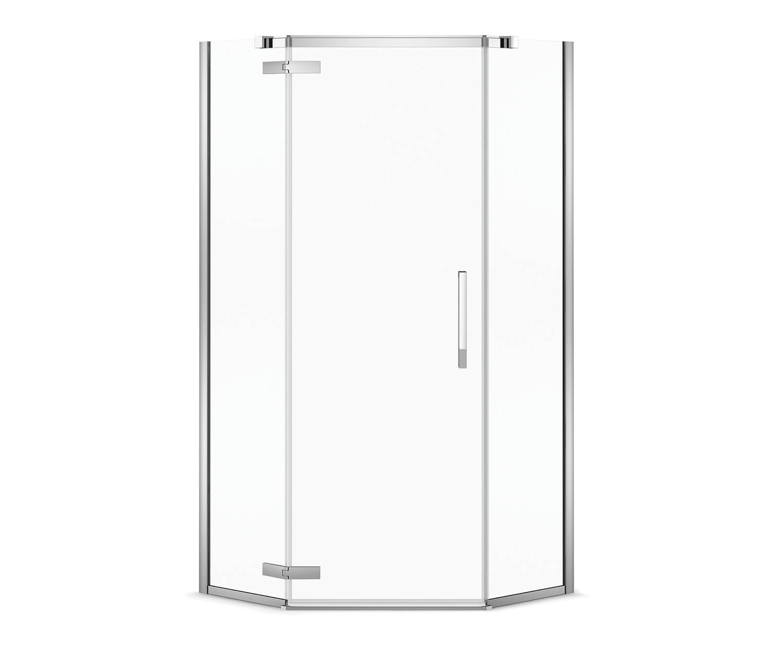 Davana Neo-angle 38 x 38 x 75 in. 8mm Pivot Shower Door for Corner Installation with Clear glass in Chrome - Plumbing Market