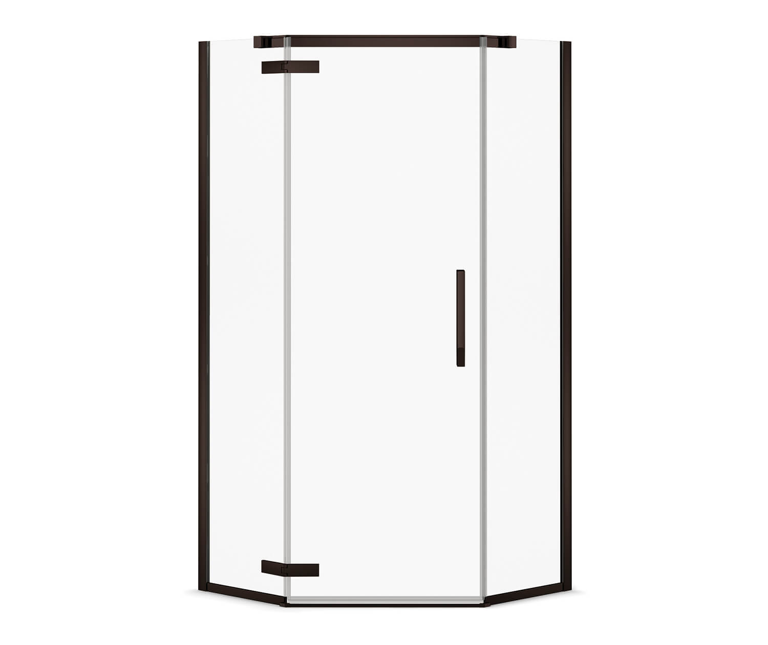 Davana Neo-angle 38 x 38 x 75 in. 8mm Pivot Shower Door for Corner Installation with Clear glass in Dark Bronze - Plumbing Market
