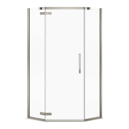 Davana Neo-angle 38 x 38 x 75 in. 8mm Pivot Shower Door for Corner Installation with Clear glass in Brushed Nickel - Plumbing Market