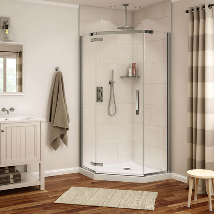 Davana Neo-angle 38 x 38 x 75 in. 8mm Pivot Shower Door for Corner Installation with Clear glass in Brushed Nickel - Plumbing Market