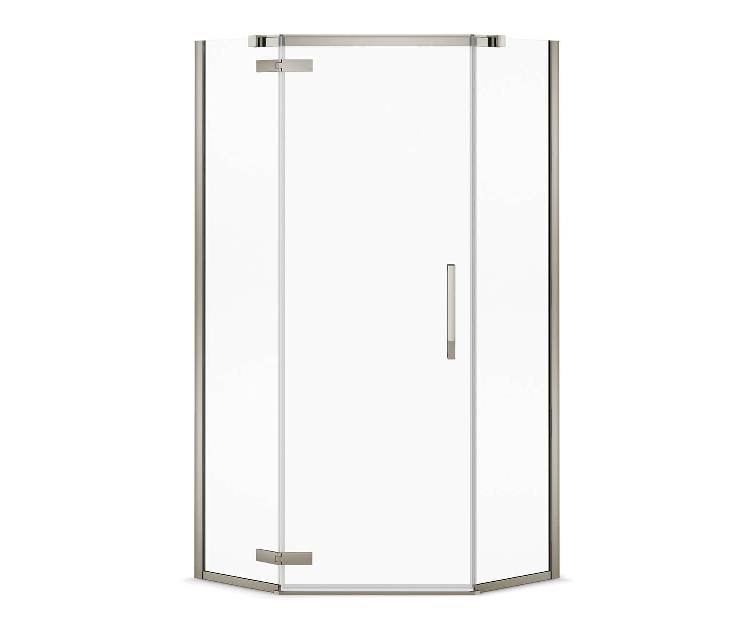 Davana Neo-angle 40 x 40 x 75 in. 8mm Pivot Shower Door for Corner Installation with Clear glass in Brushed Nickel - Plumbing Market