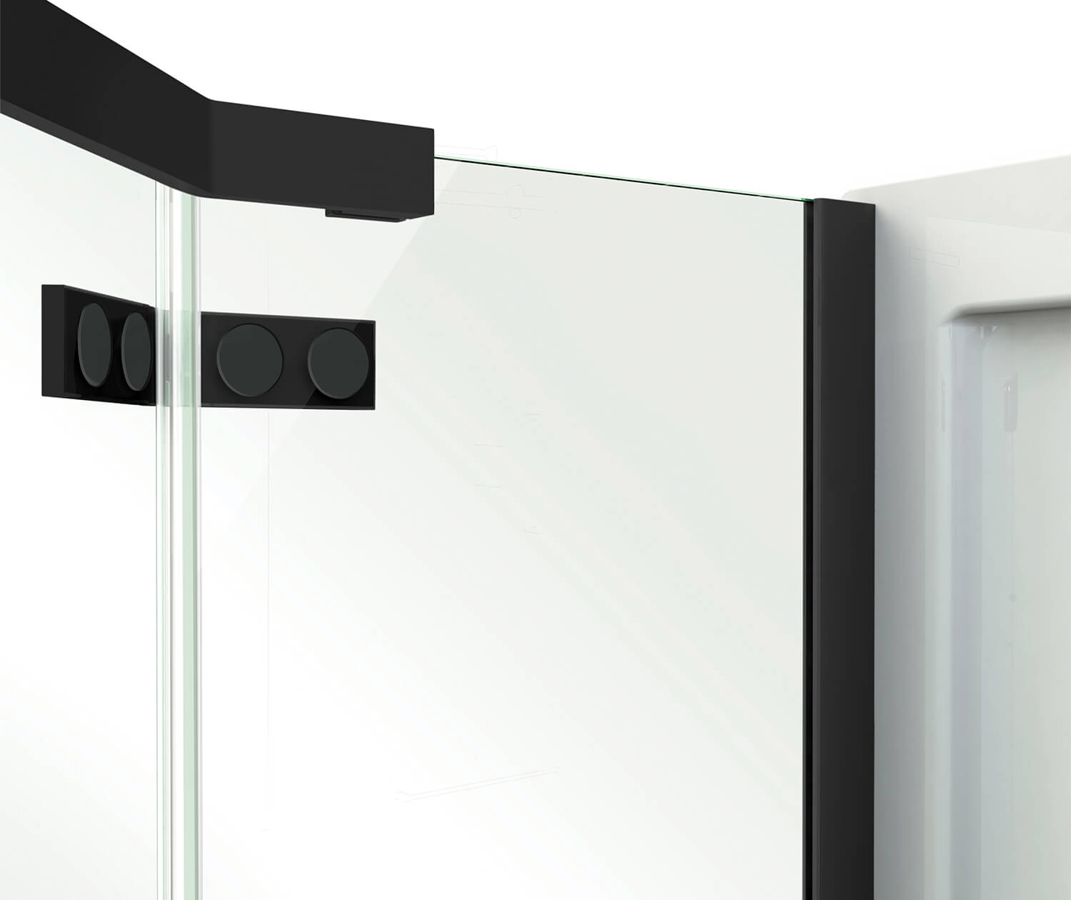 Davana Neo-angle 40 x 40 x 75 in. 8mm Pivot Shower Door for Corner Installation with Clear glass in Matte Black - Plumbing Market