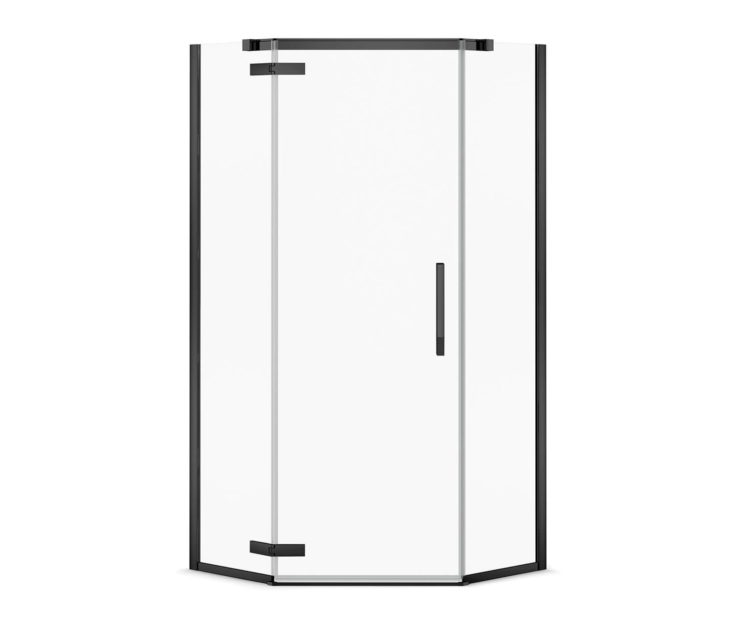 Davana Neo-angle 40 x 40 x 75 in. 8mm Pivot Shower Door for Corner Installation with Clear glass in Matte Black - Plumbing Market