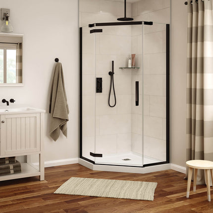 Davana Neo-angle 40 x 40 x 75 in. 8mm Pivot Shower Door for Corner Installation with Clear glass in Matte Black - Plumbing Market