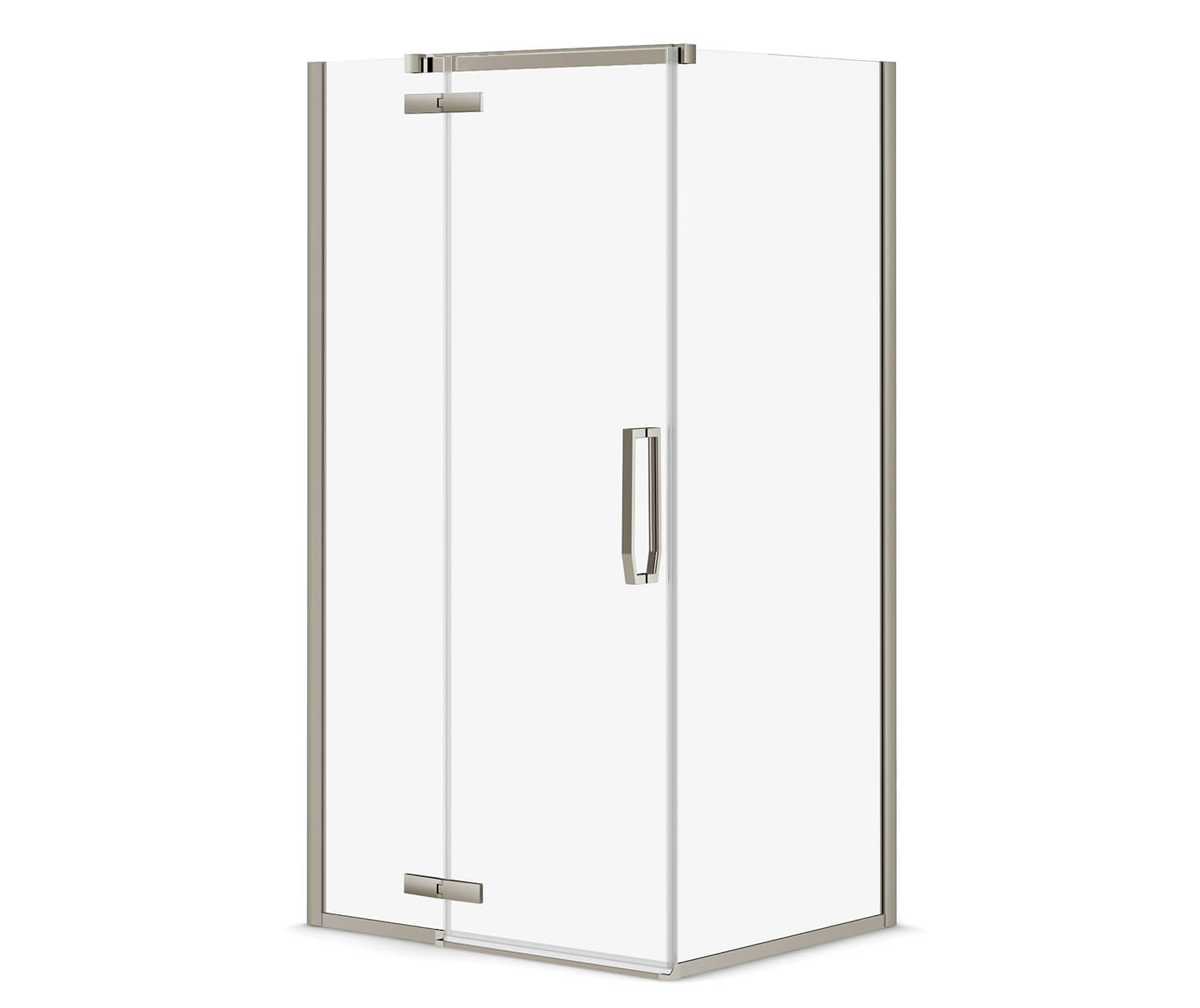 Davana Rectangular 42 x 34 x 75 in. 8mm Pivot Shower Door for Corner Installation with Clear glass in Brushed Nickel - Plumbing Market