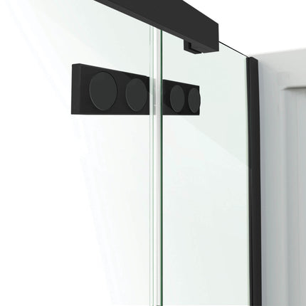 Davana Rectangular 42 x 34 x 75 in. 8mm Pivot Shower Door for Corner Installation with Clear glass in Matte Black - Plumbing Market